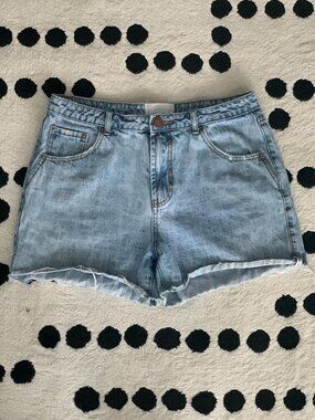 One Teaspoon Jean Shorts 31 Light Wash Distressed Denim Raw Hem Cut Offs Boho